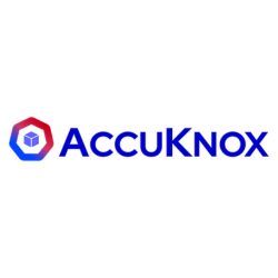 AccuKnox logo in blue and red