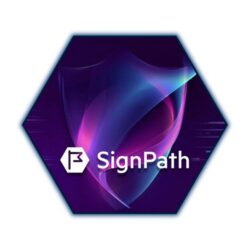 Hexagonal SignPath logo with purple abstract swirl